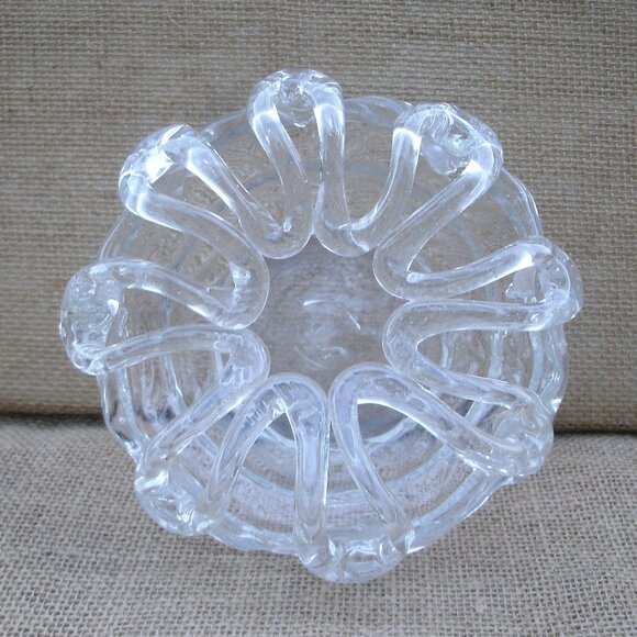 Vintage Art Glass Rose Bowl with Flower Frog - Picture 6 of 16